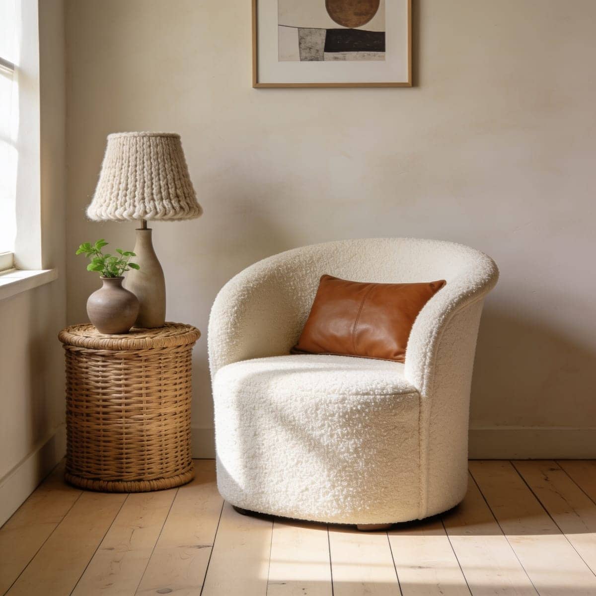 cream boucle chair