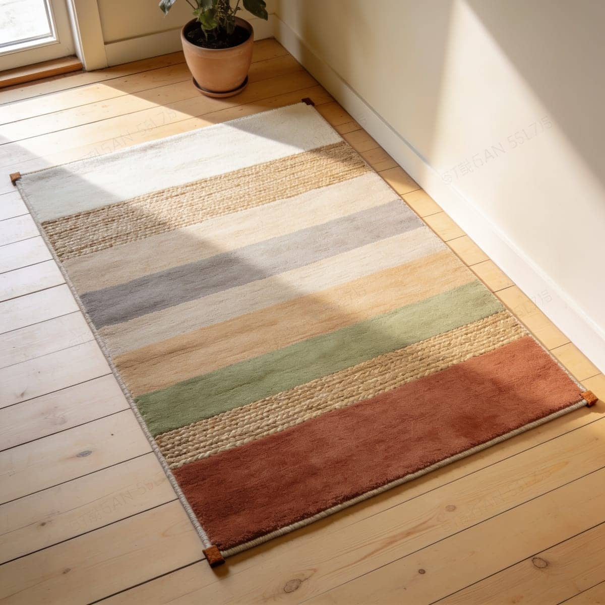 muted abstract watercolor area rug