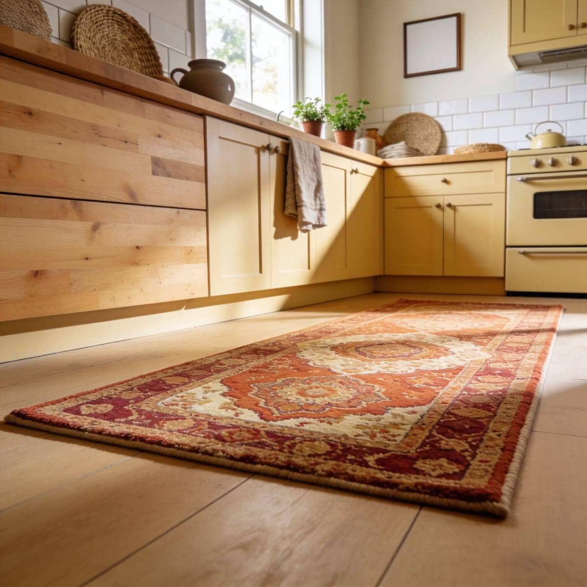 faded vintage persian print washable kitchen runner