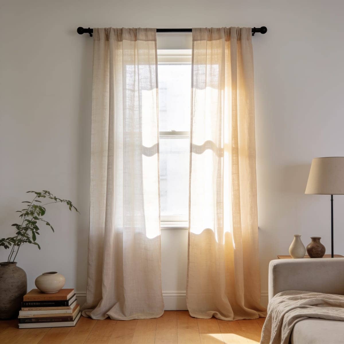 sheer linen-look panel glowing with backlight