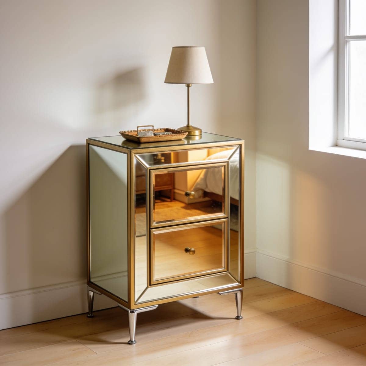 mirrored nightstand