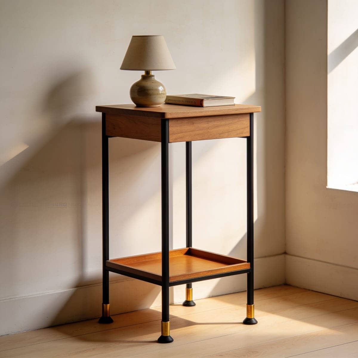 black metal nightstand