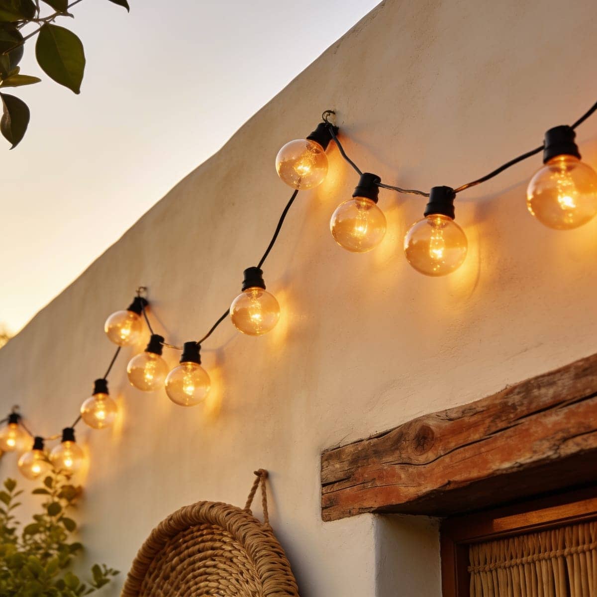 warm globe outdoor string lights over a patio