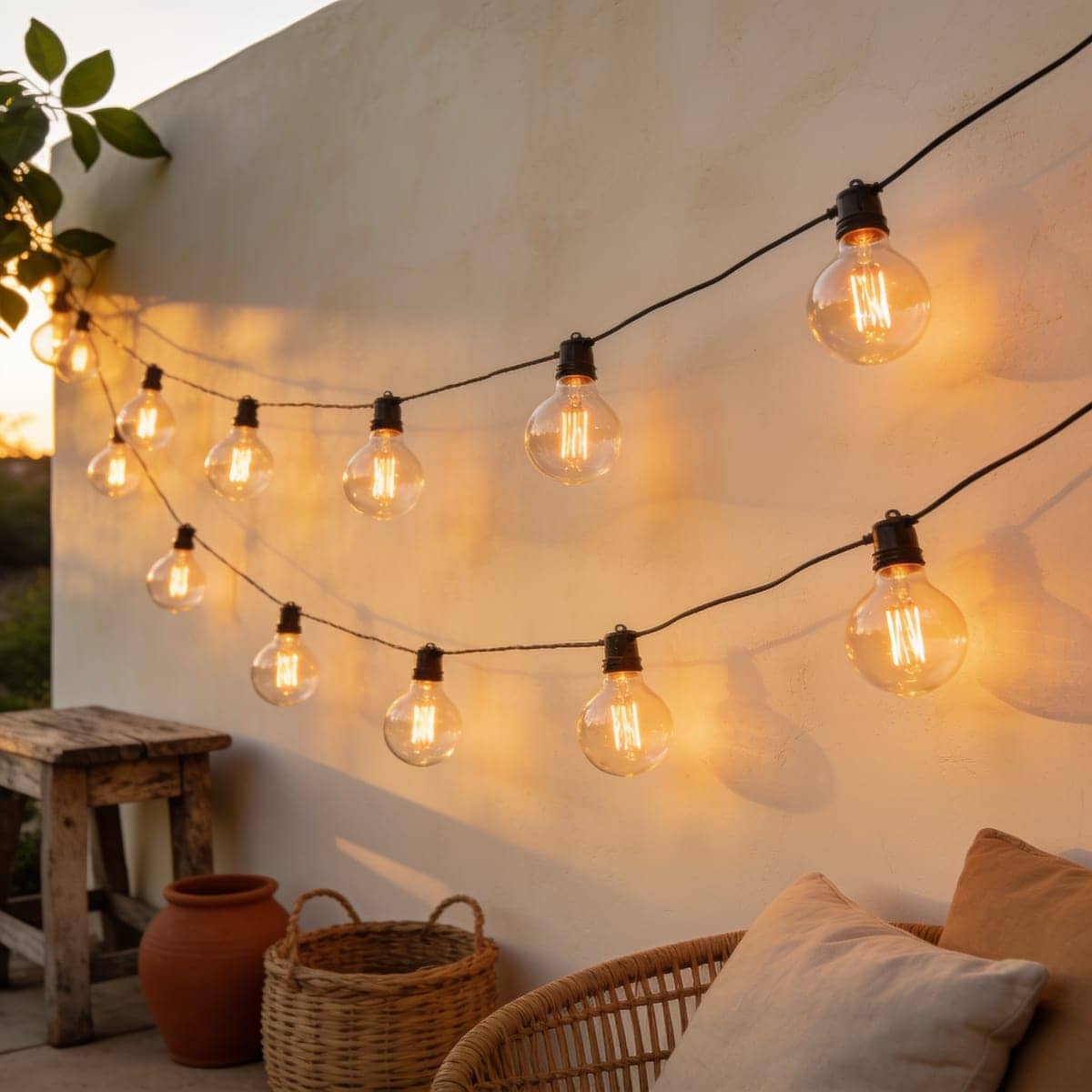 edison glass bulb string lights warm glow