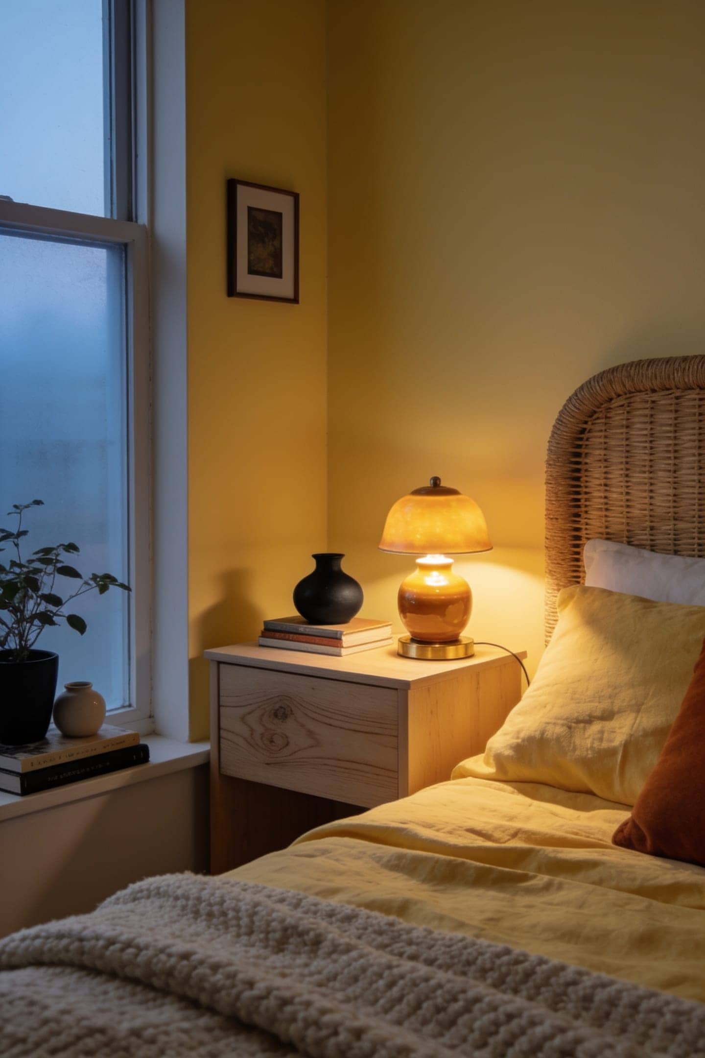 warm bedside lamp butter glow
