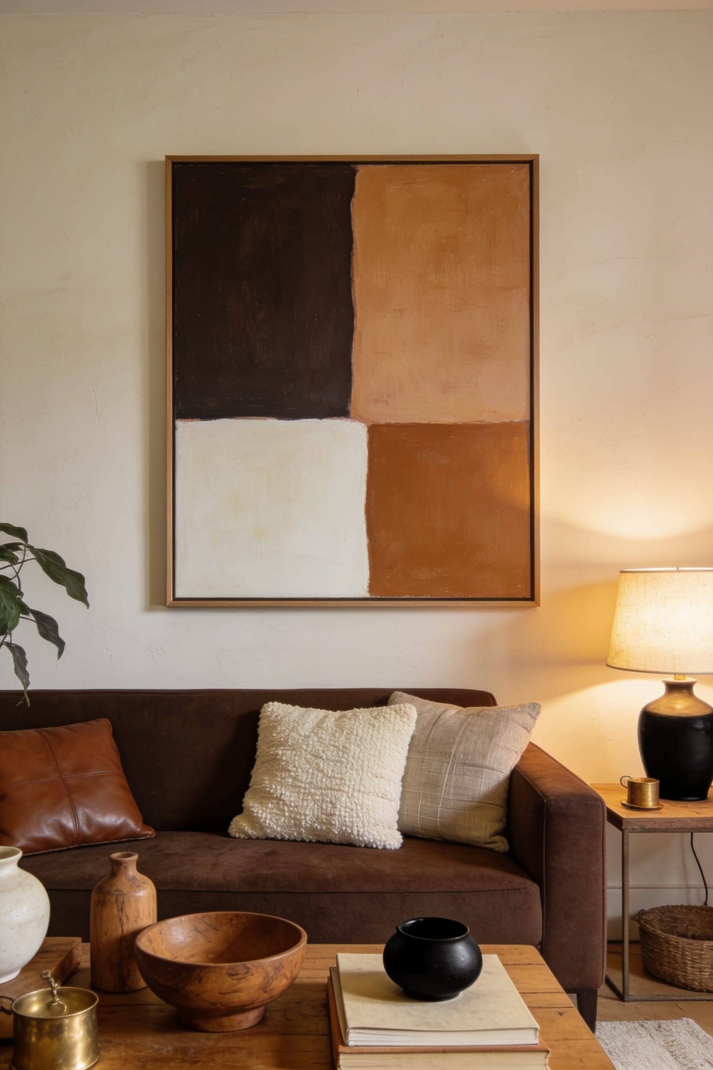framed abstract art warm tones