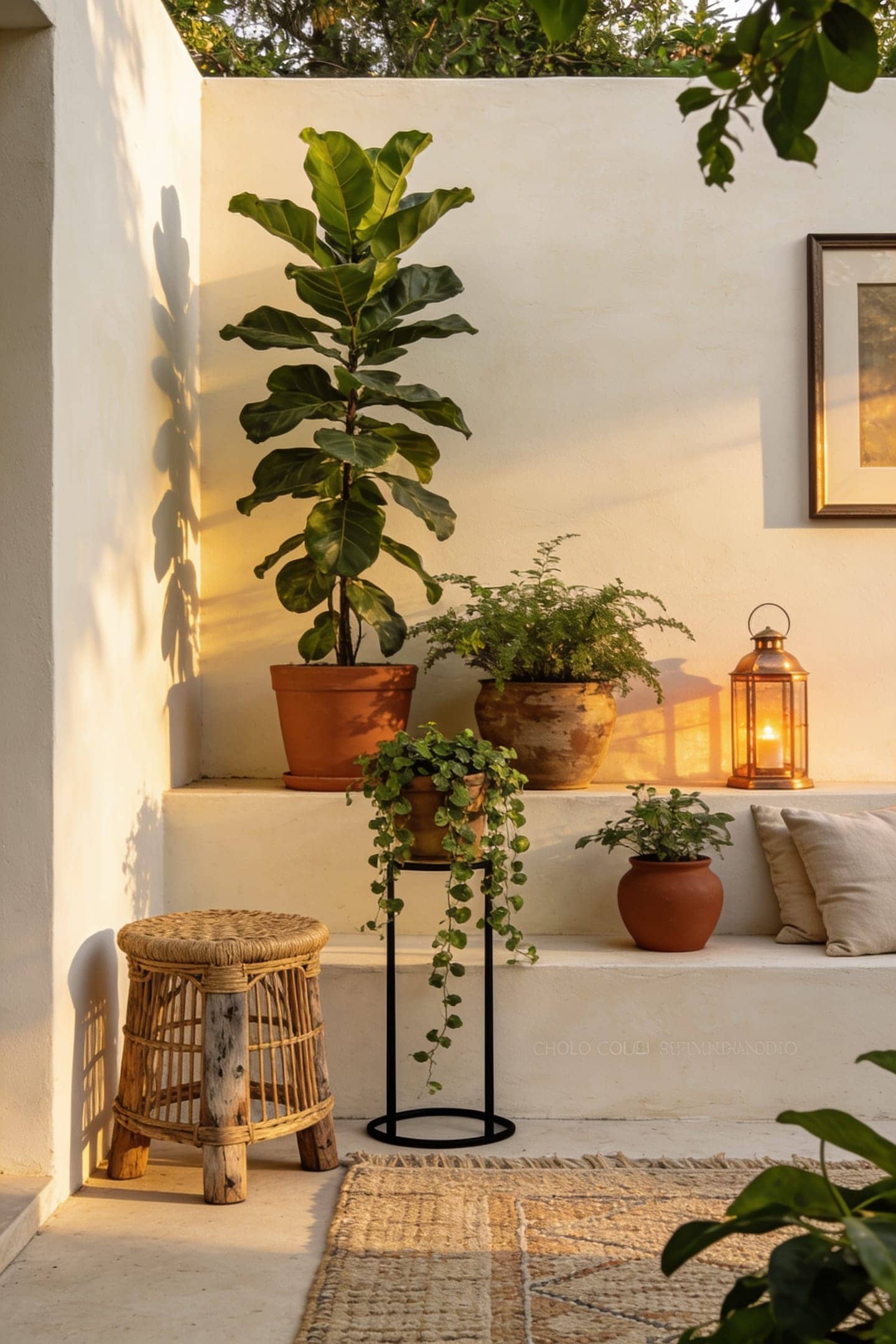 layered patio plants from tall to trailing