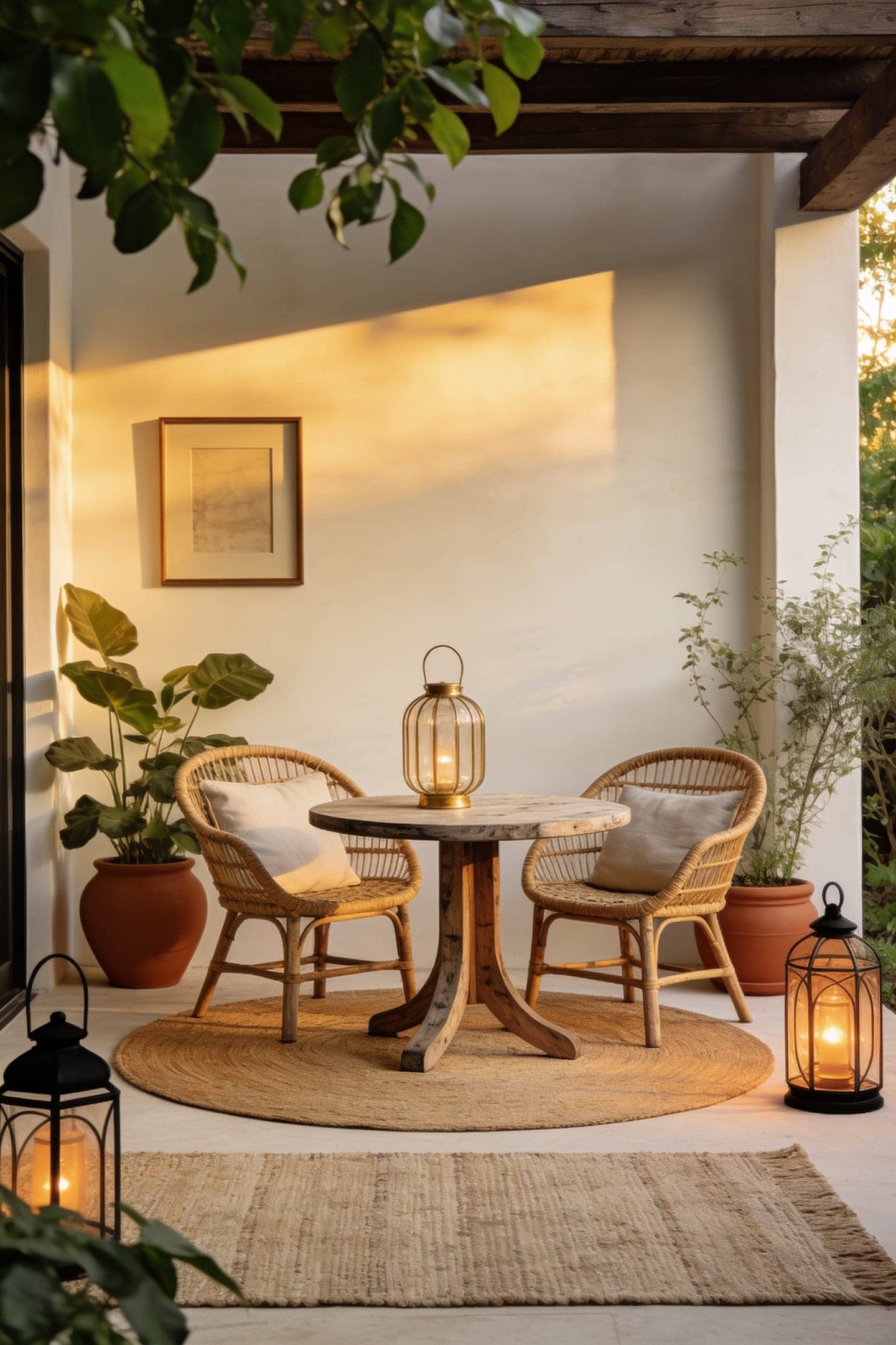 repeated arch and round shapes across patio decor