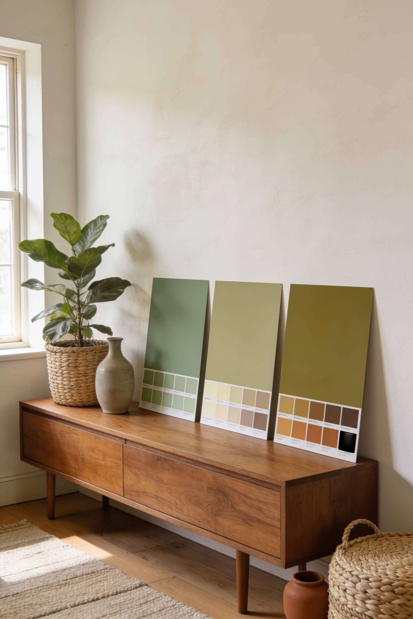 sage paint swatches on wall