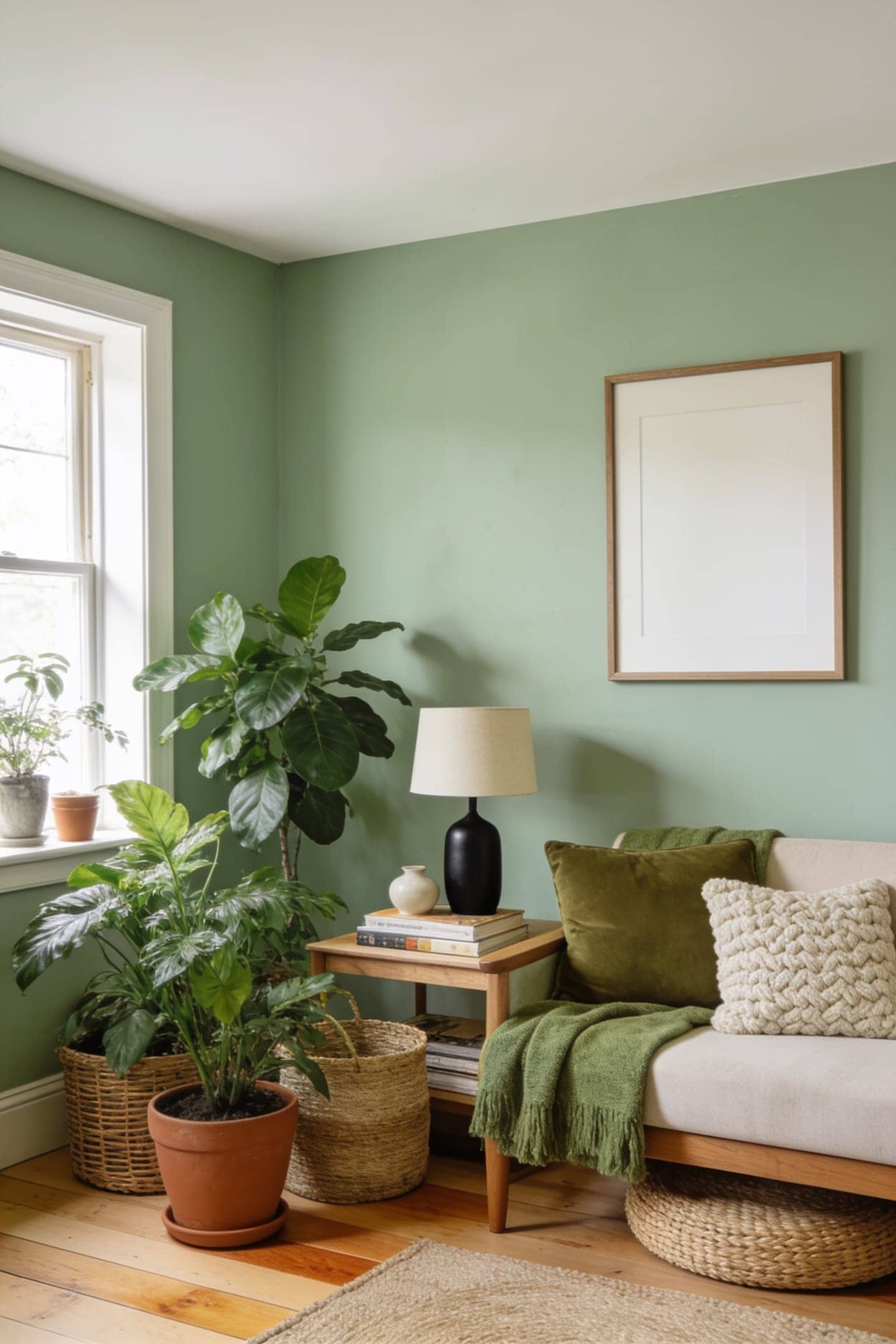 sage room with layered plants