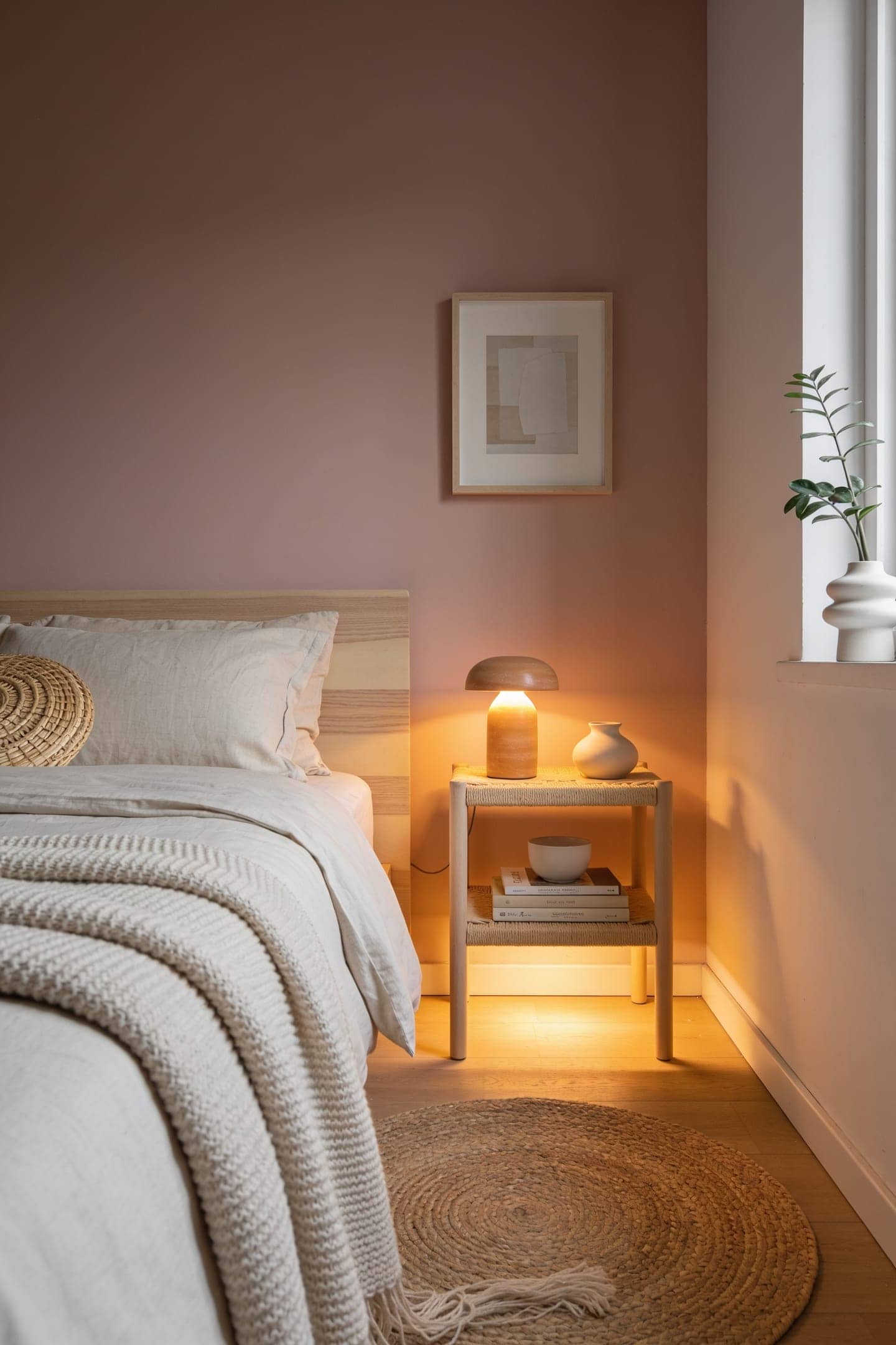 warm bedside lamp glow