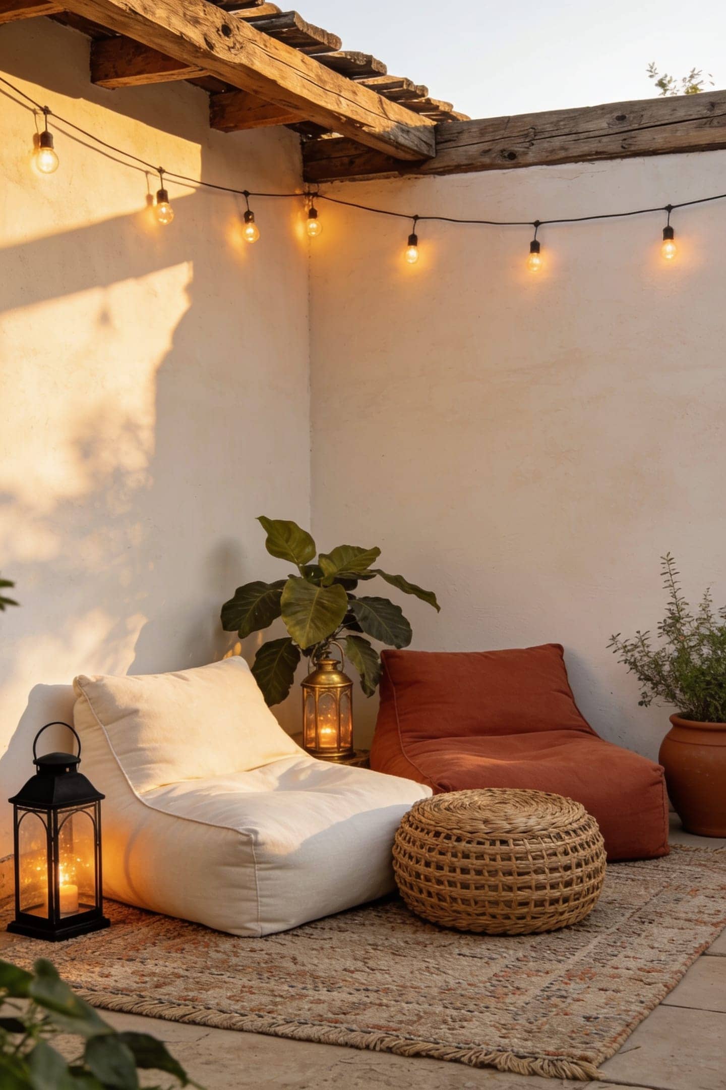 outdoor floor cushions on patio floor