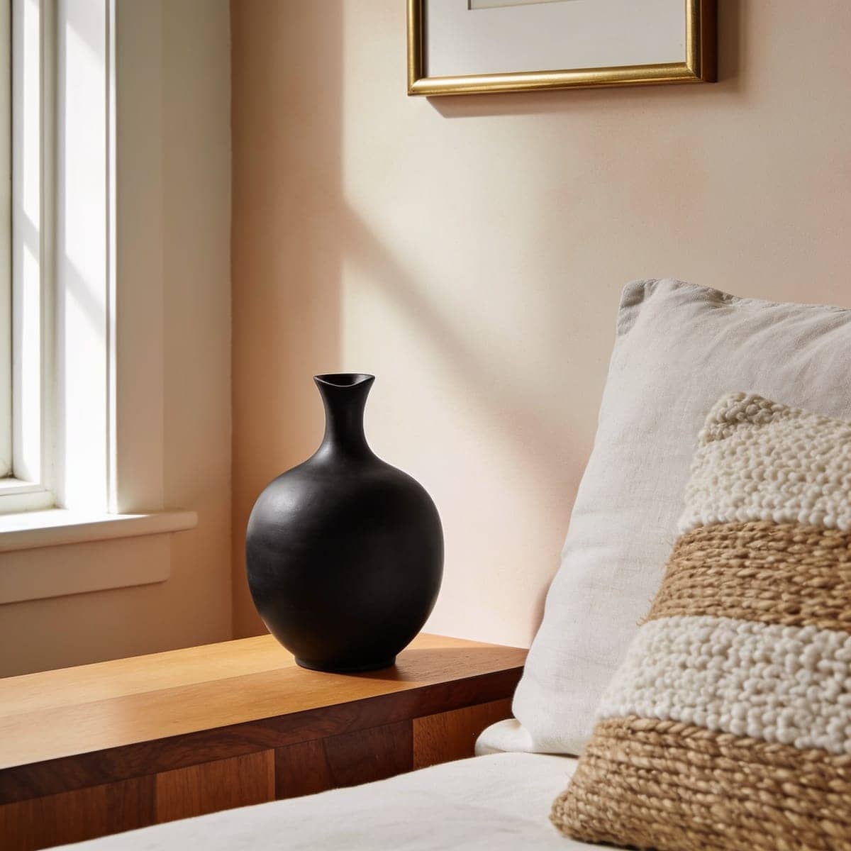 Black Sculptural Ceramic Vase